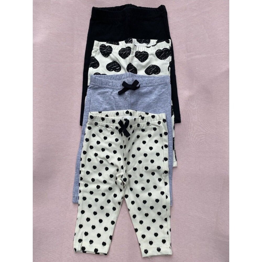 Touched by Nature Organic Cotton Elastic Waist Leggings Girls 0-3 Months 4 Packs